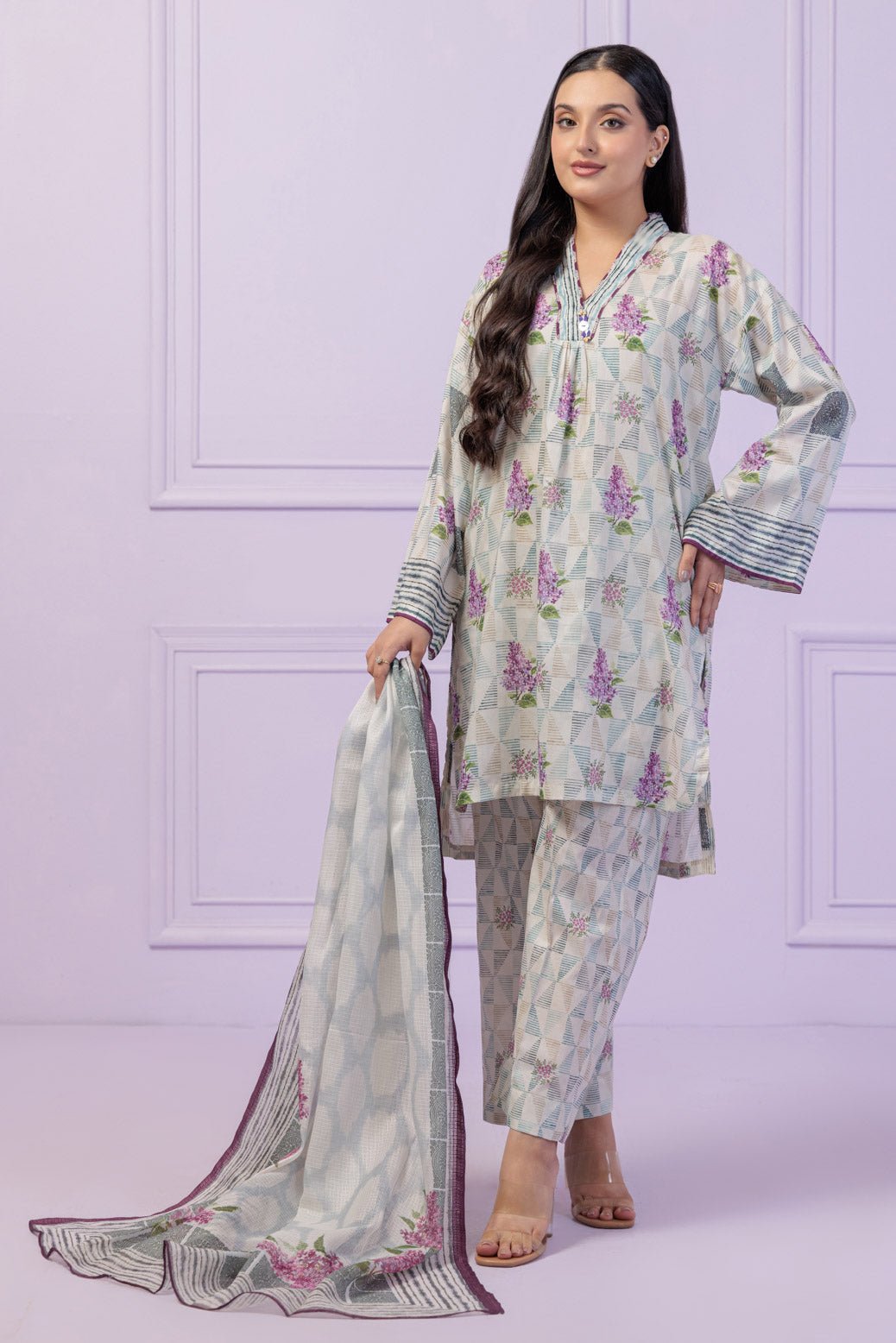BONANZA SATRANGI 3PC PRINTED CAMBRIC SUIT (1S24B3P004)