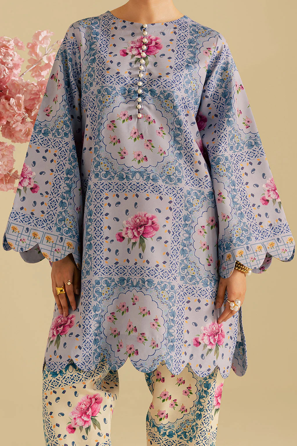 Vanya 2Pc Printed Lawn silk Suit CO-119 gulbuy.com