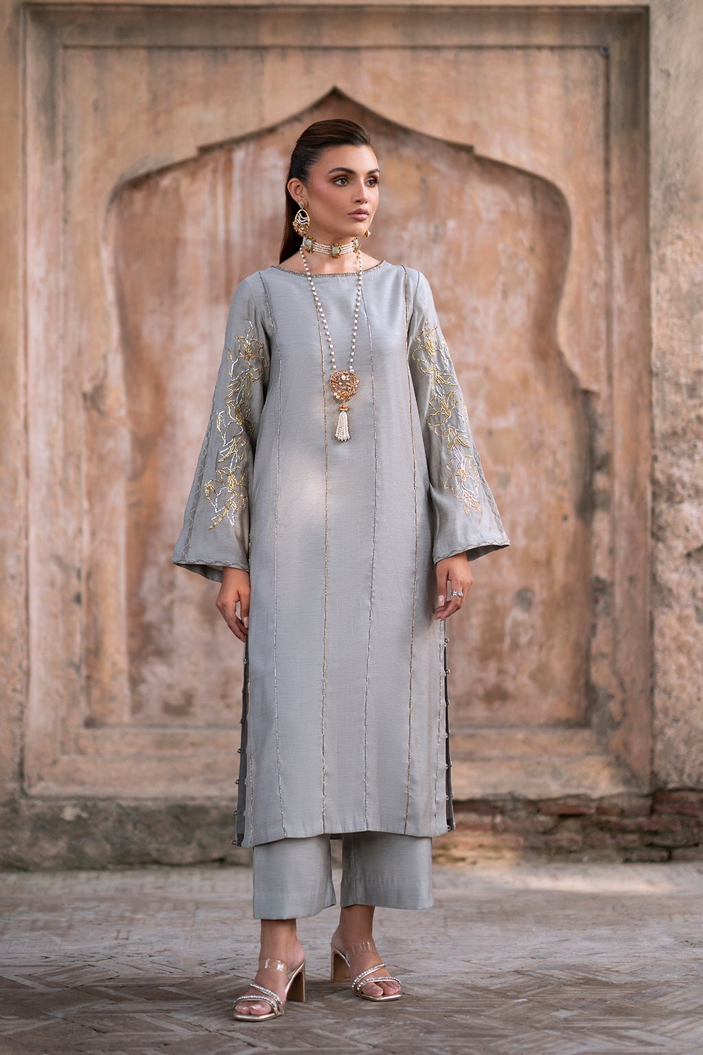 Vanya 3Pc Embroidered ?Resham Silk and Organza Suit (FF-45) gulbuy.com