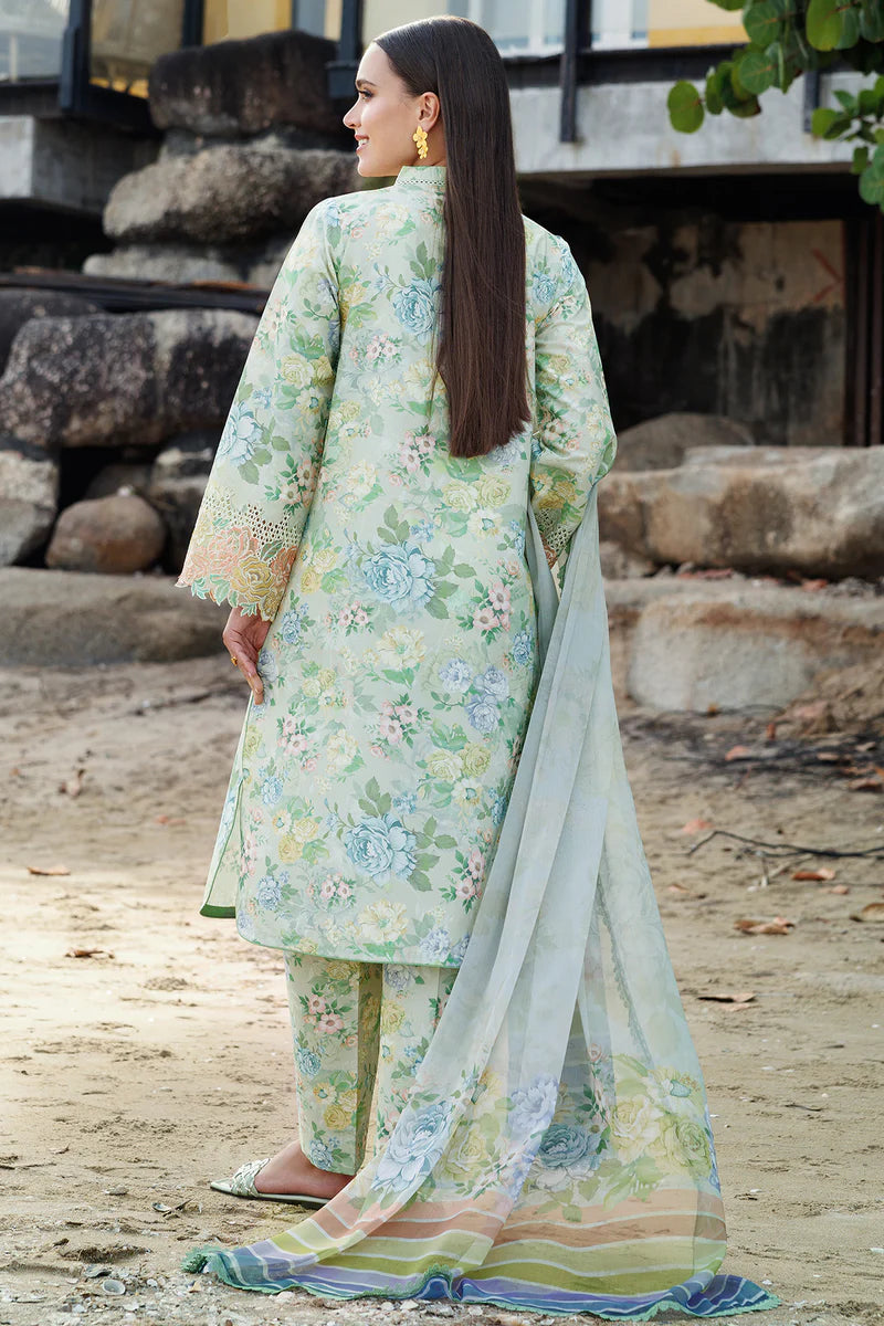 Farasha 3Pc Digital Printed Lawn Suit Mint Bloom gulbuy.com
