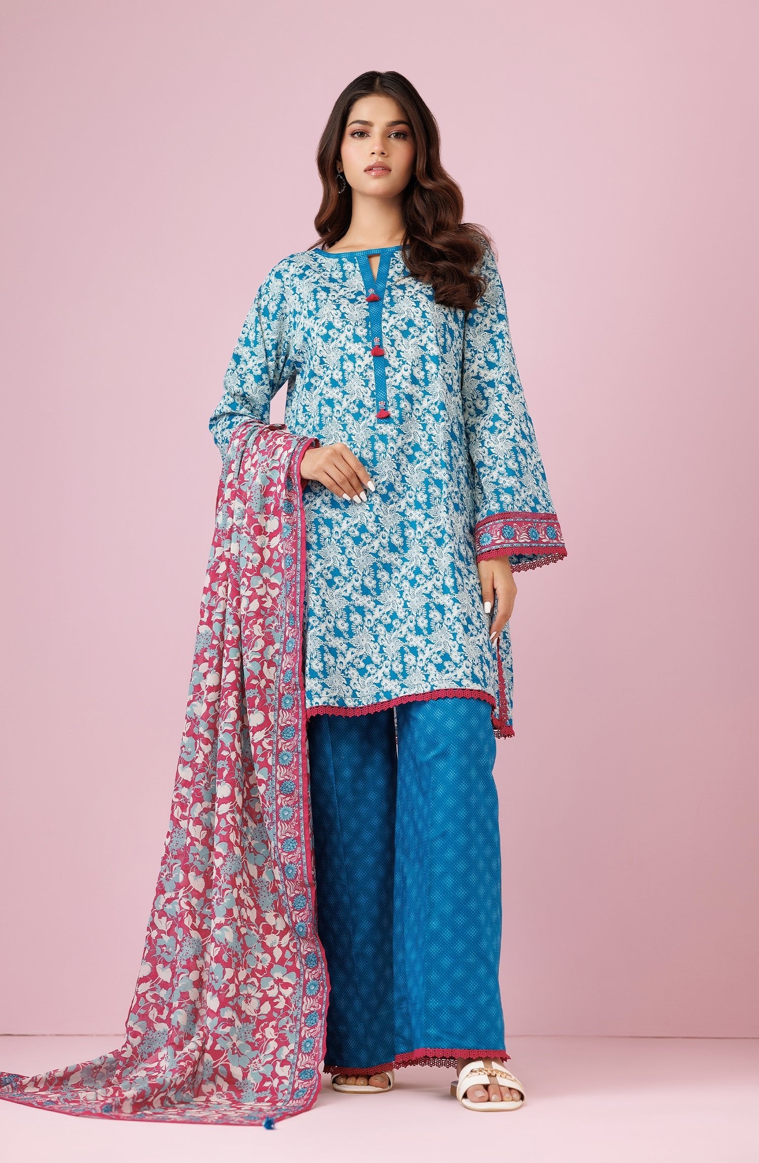 Orient 3 Piece Printed Lawn Suit (OTL-24-217/U-BLUE)