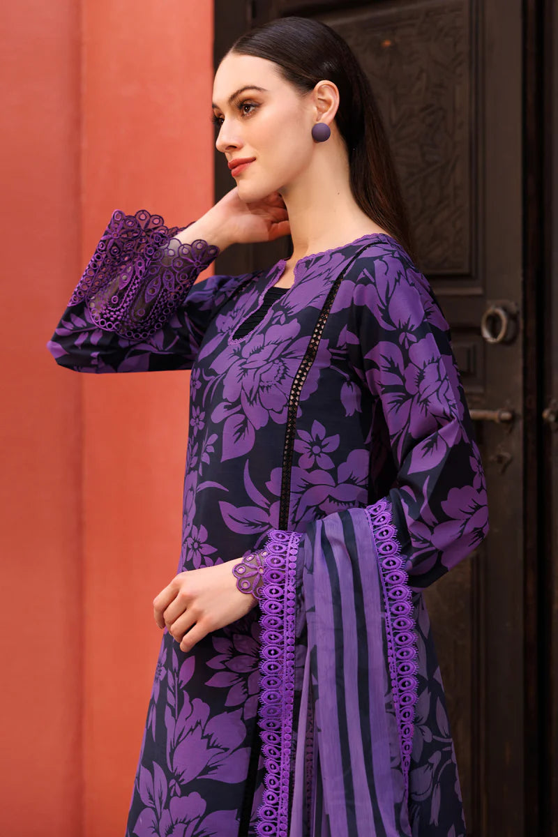 Farasha 3Pc Digital Printed Lawn Suit Violet Muse gulbuy.com