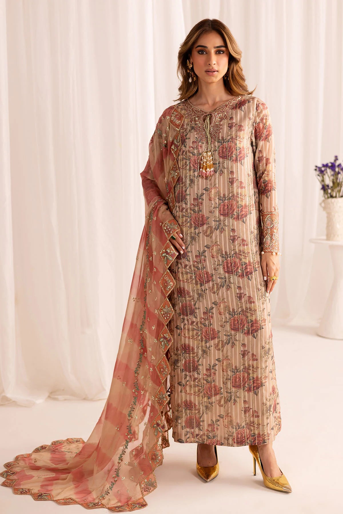 Nureh 3Pc Embroidered Chiffon Suit NP-658 gulbuy.com