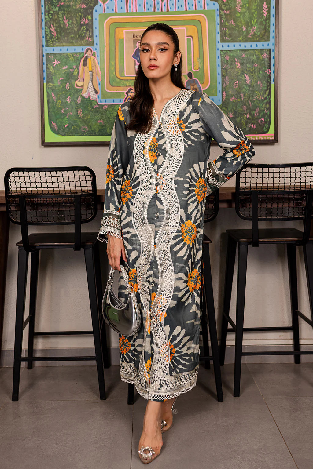 Vanya 2Pc Printed Lawn silk Suit CO-88 XL gulbuy.com