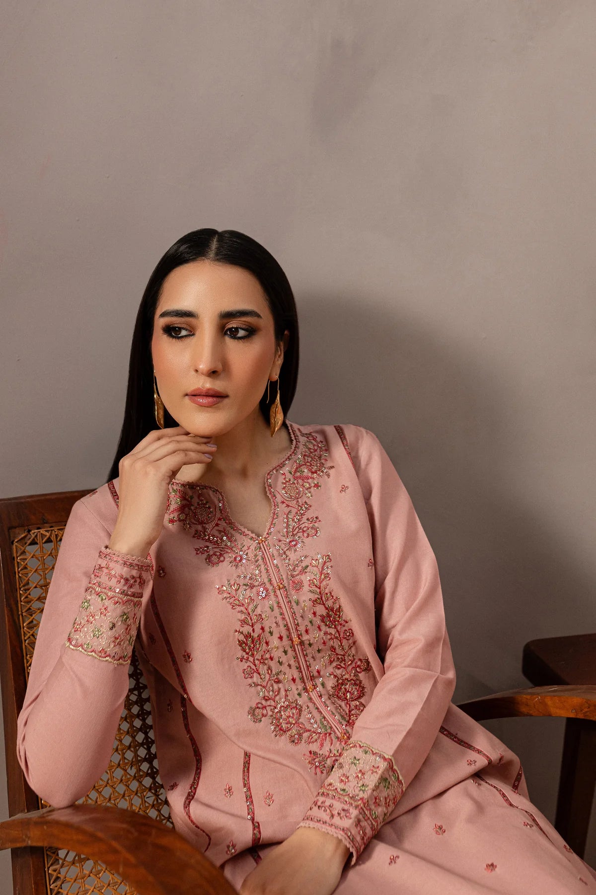 Batik 2Pc Embroidered khaddar Suit Flamingo gulbuy.com