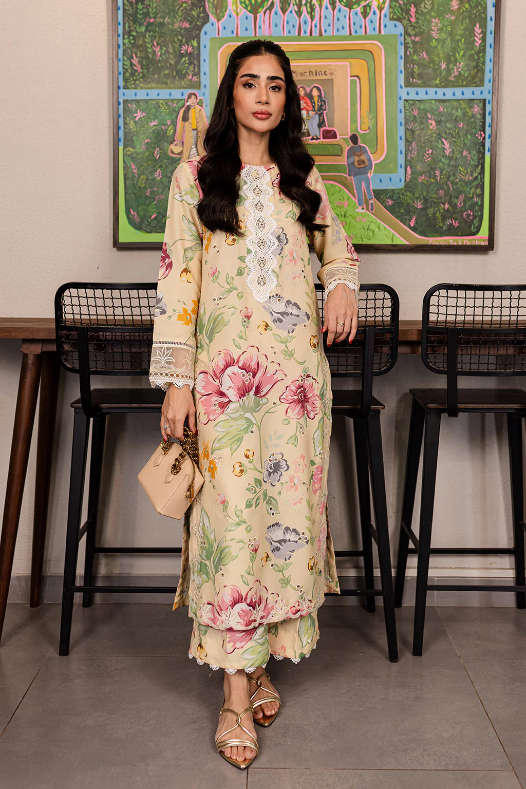 Vanya 2Pc Printed Lawn silk Suit CO-89 XL gulbuy.com