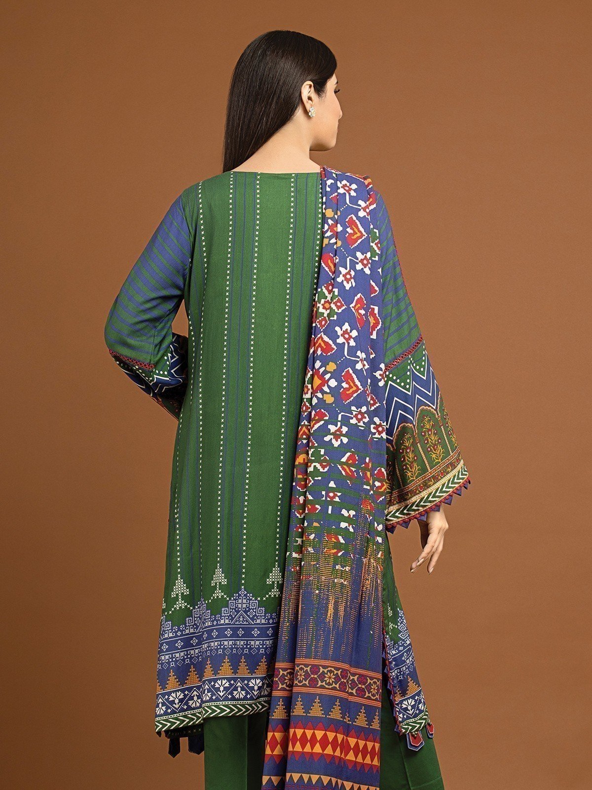 Edenrobe 3 Piece Embroidered Viscose Suit (EWU22V13-24049)