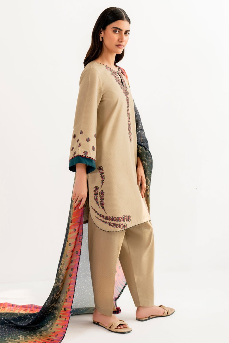 JAZMIN 3 PIECE EMBROIDERED DOBBY LAWN SUIT (USE-9099)