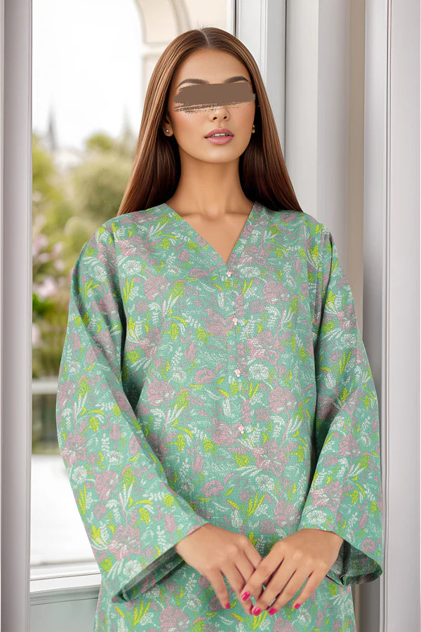 Saya 2Pc Printed Cotton Khaddar (Shirt/Trouser)U07-24310-11B (ST) gulbuy.com