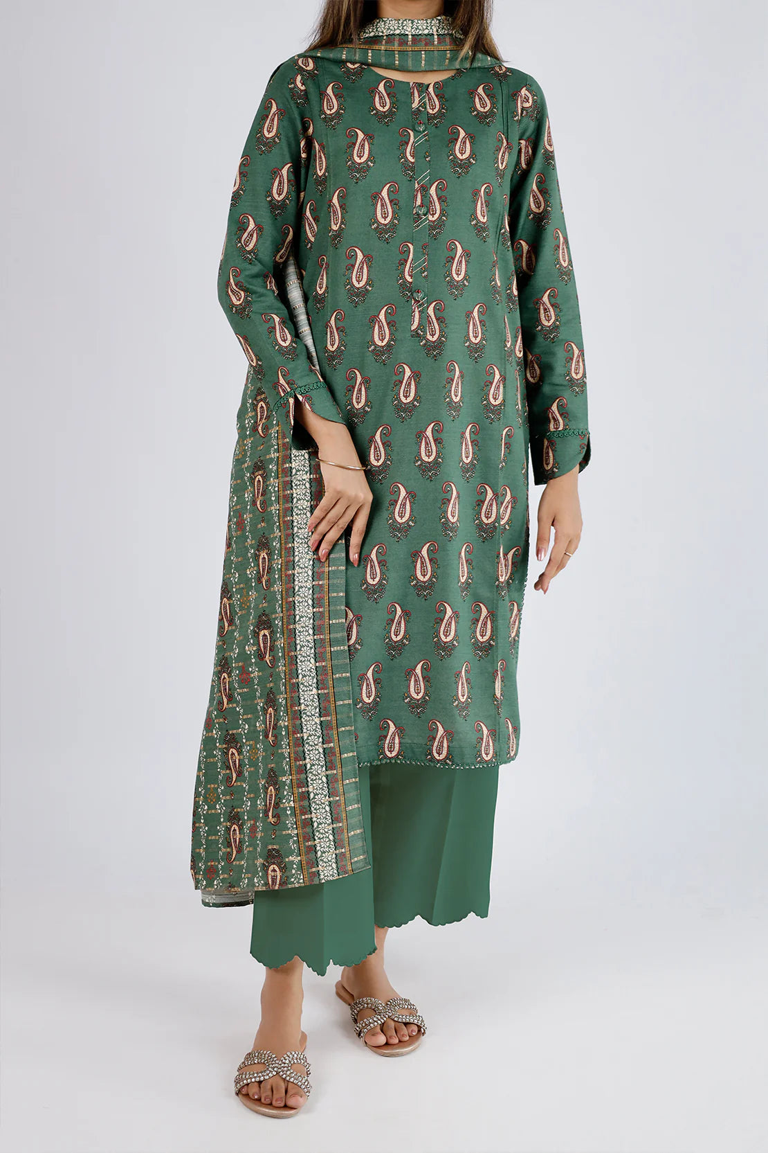 Saya 3Pc Printed Cotton Khaddar Suit U04-24317-13B (SDT) XL gulbuy.com
