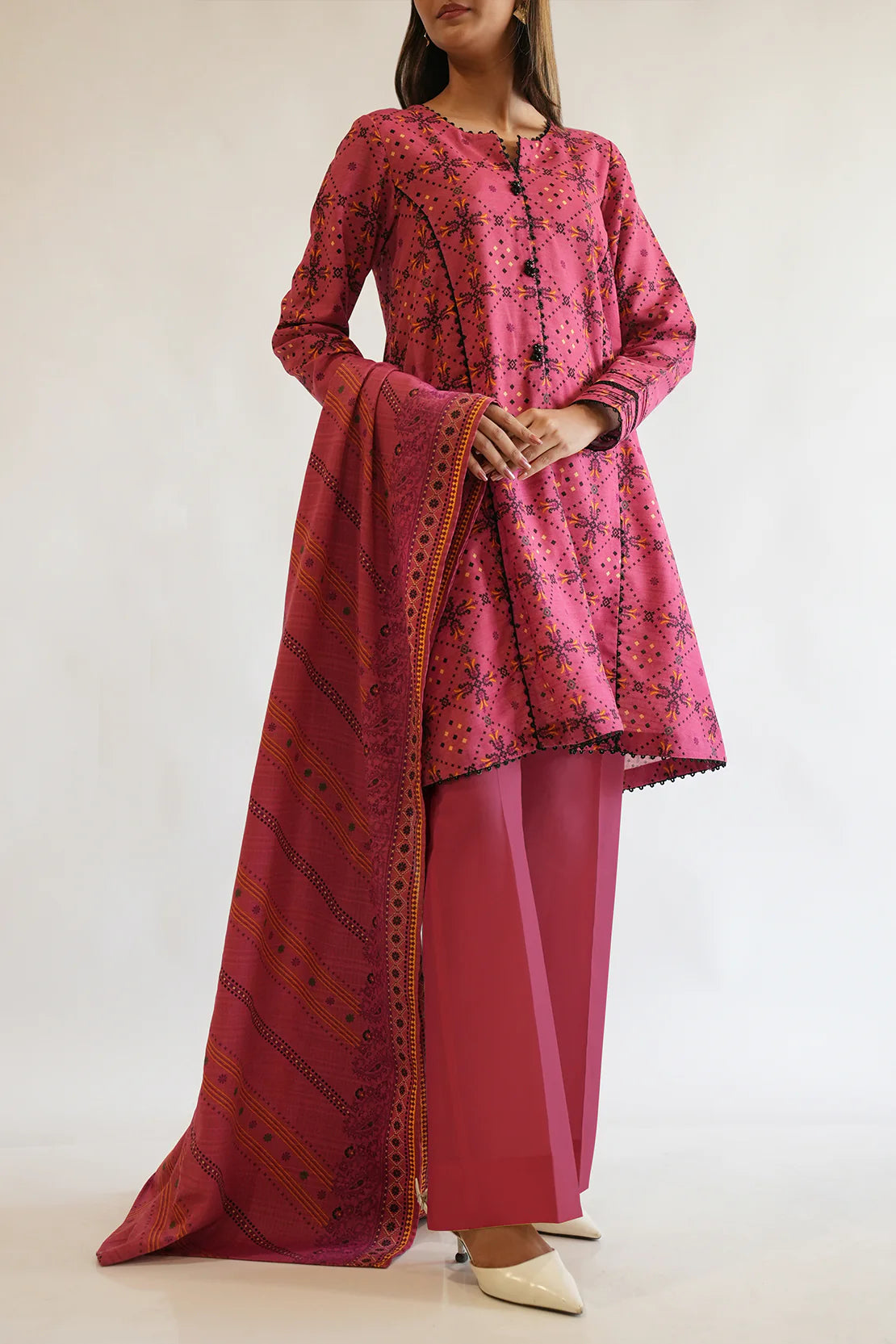 Saya 3Pc Printed Cotton Khaddar Suit U04-24386-05B (SDT) XL gulbuy.com