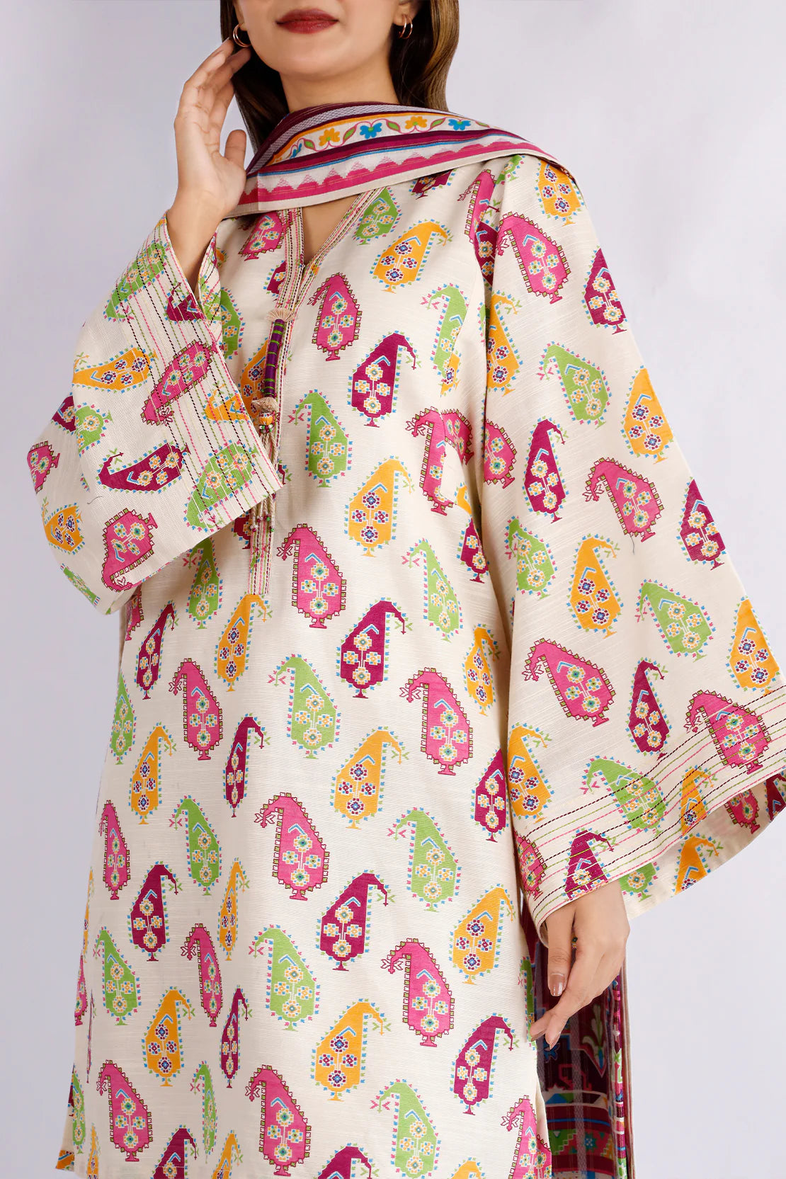 Saya 3Pc Printed Cotton Khaddar Suit U04-24388-01B (SDT) gulbuy.com