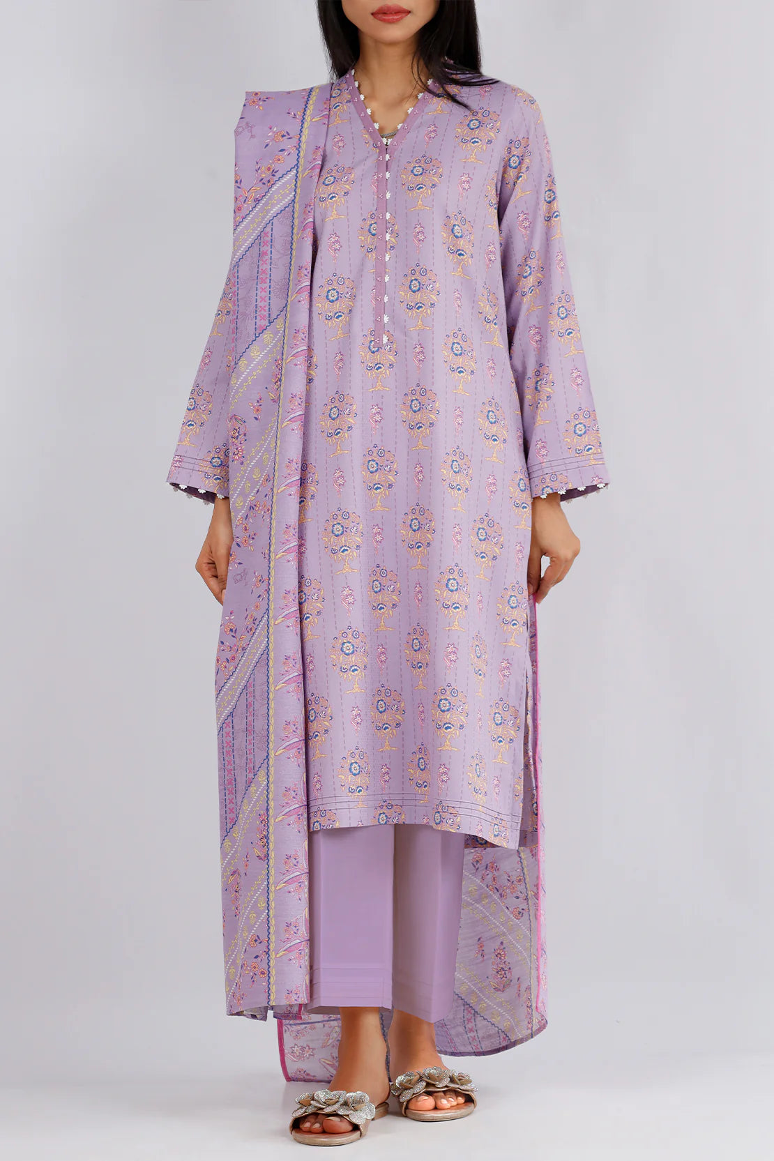 Saya 3Pc Printed Jacquard Khaddar Suit U04-24410-01A (SDT) XL gulbuy.com