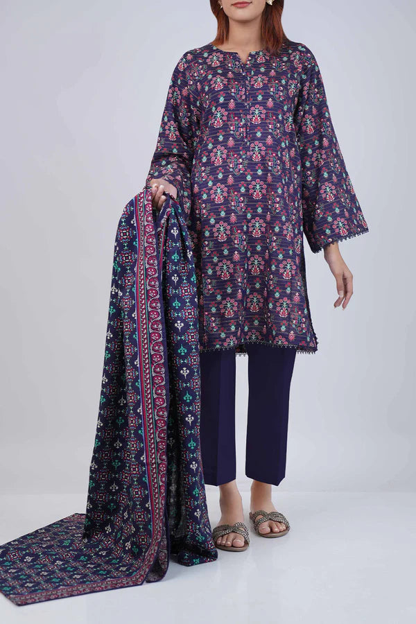 Saya 3Pc Printed?Jacquard Khaddar suit U04-24410-02B (SDT) gulbuy.com