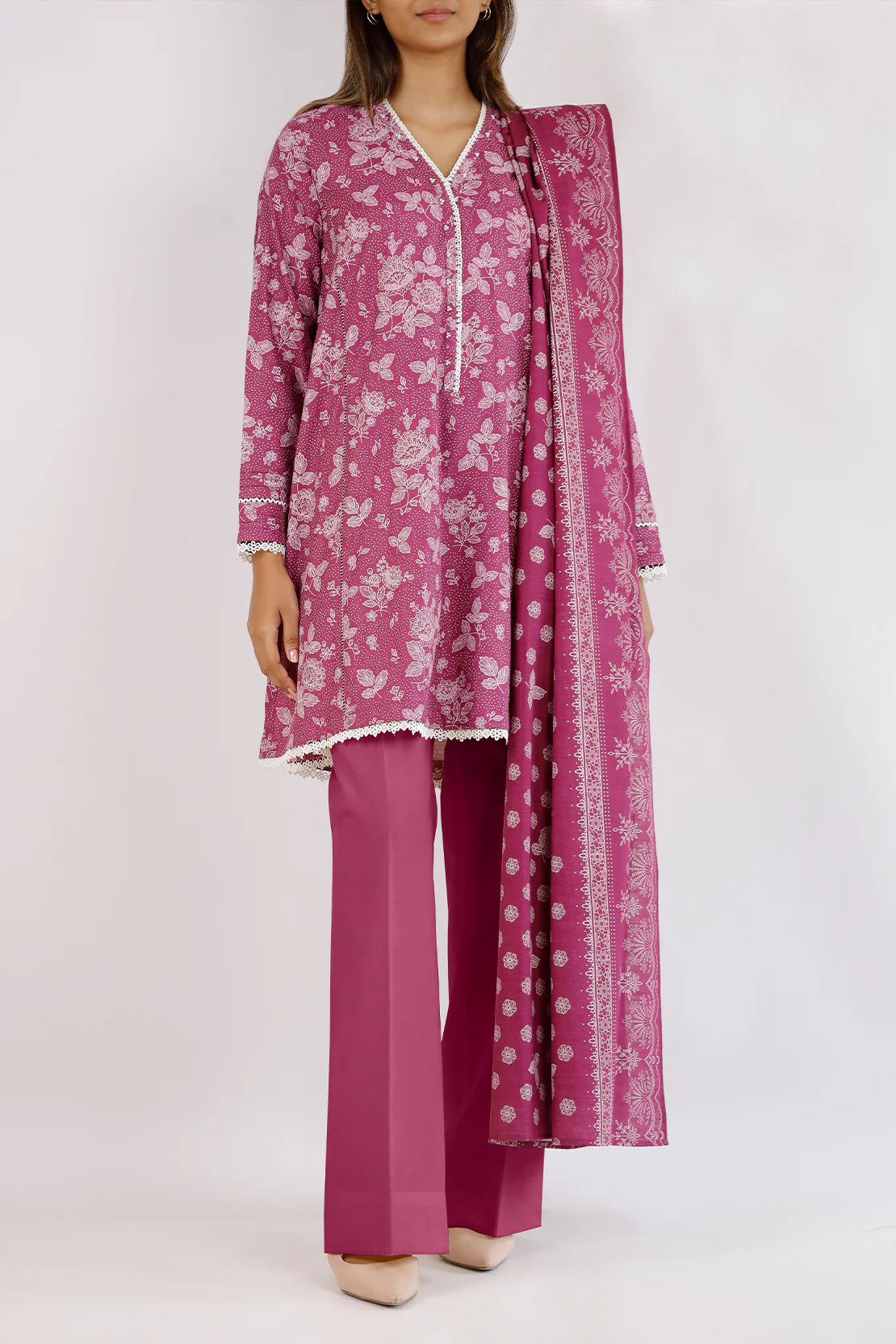 Saya 3Pc Printed?Jacquard Khaddar suit U04-24410-06A (SDT) gulbuy.com
