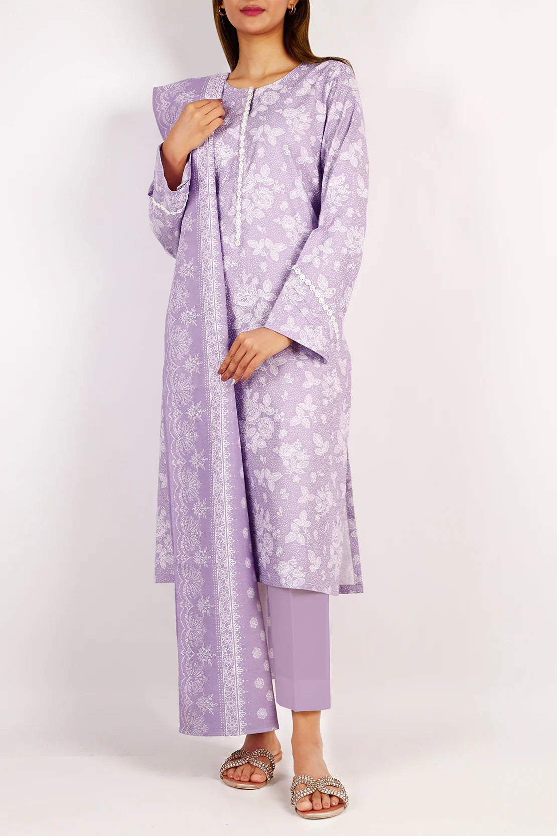 Saya 3Pc Printed Jacquard Khaddar Suit U04-24410-06B (SDT) XL gulbuy.com