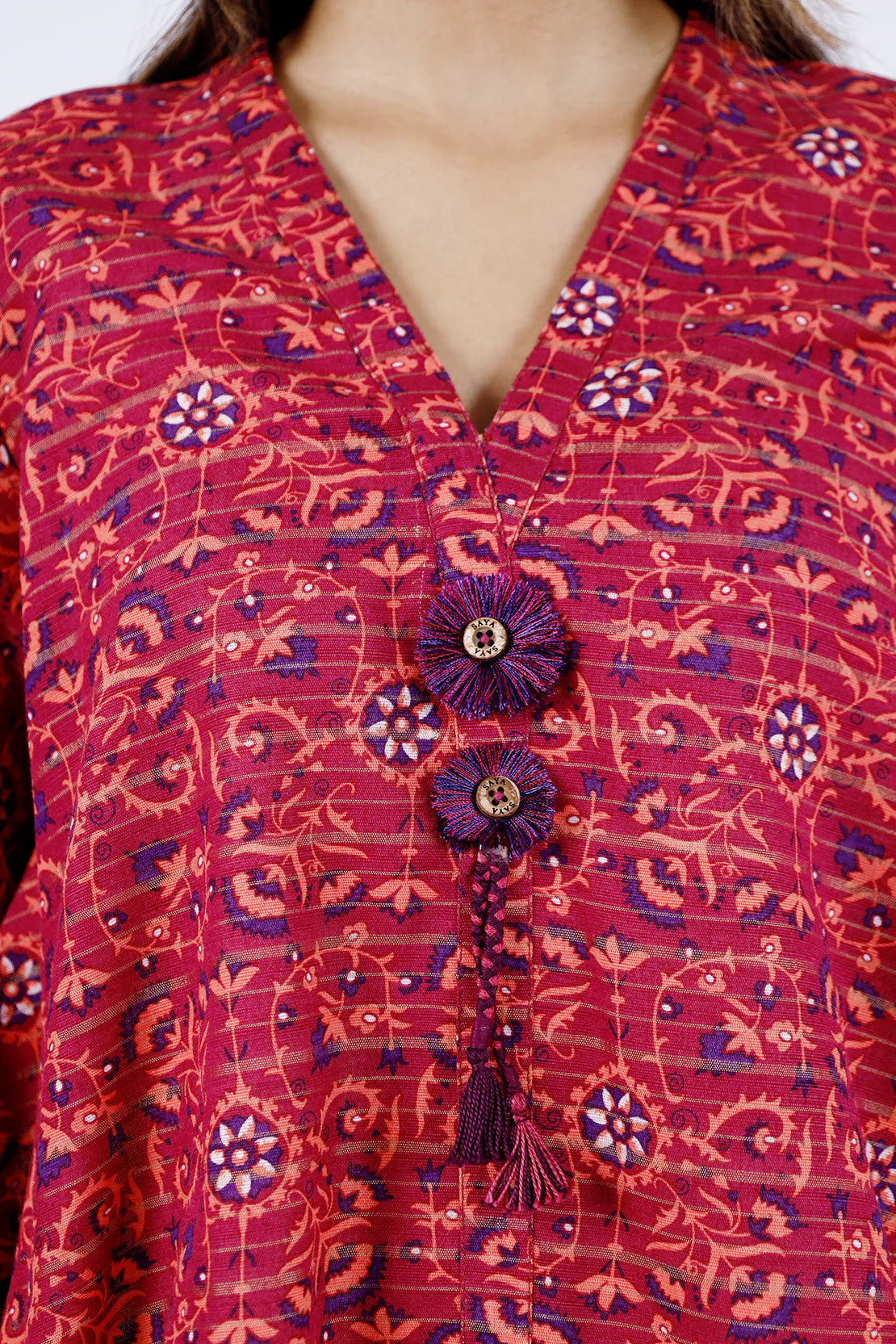 Saya 3Pc Printed?Jacquard Khaddar suit U04-24428-06B (SDT) gulbuy.com