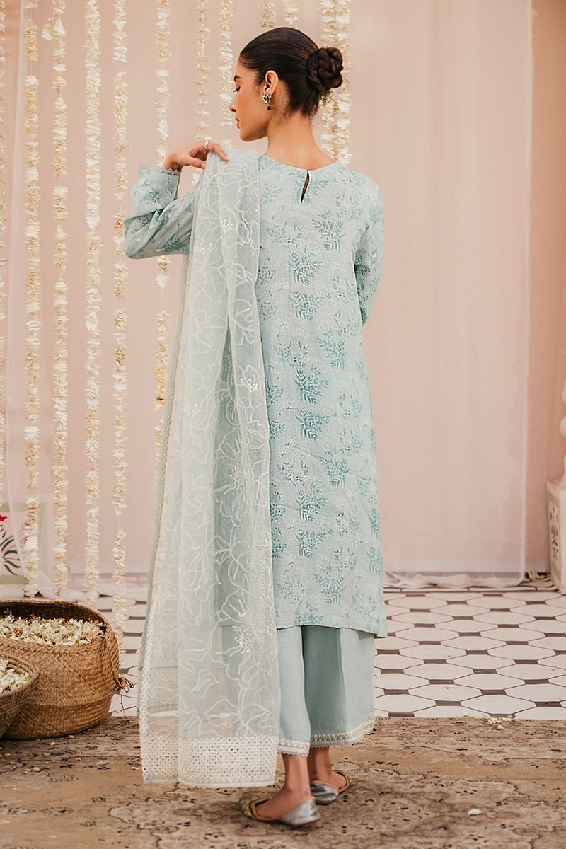 CROSS STITCH 3 PIECE EMBROIDERED RAW SILK SUIT (0124RTWLUX0207)