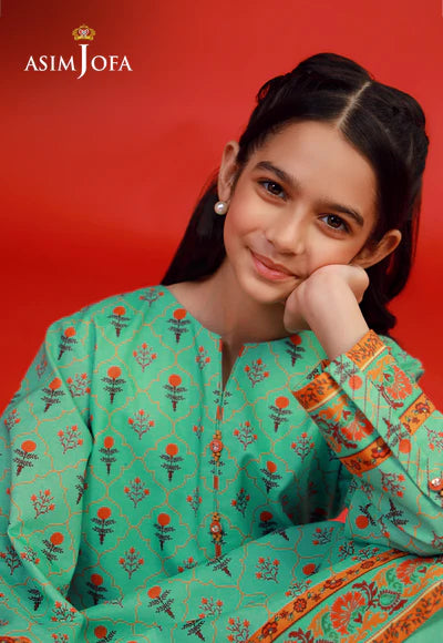 Asim Jofa 2Pc Printed CAMBRIC Kids Suit AJKP-10 gulbuy.com