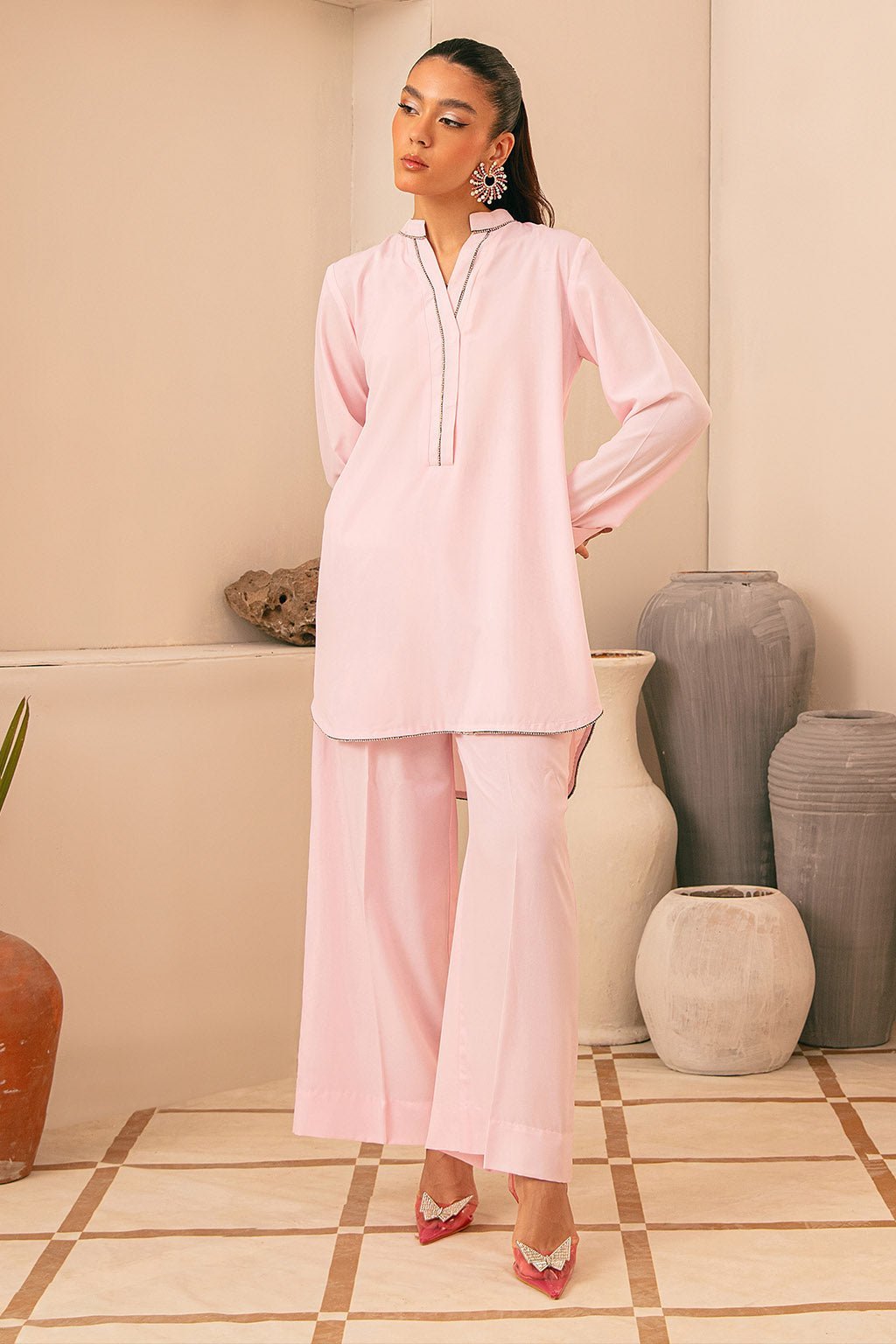 Vanya 2 Piece Blush Pink Grip Suit (WS-45)
