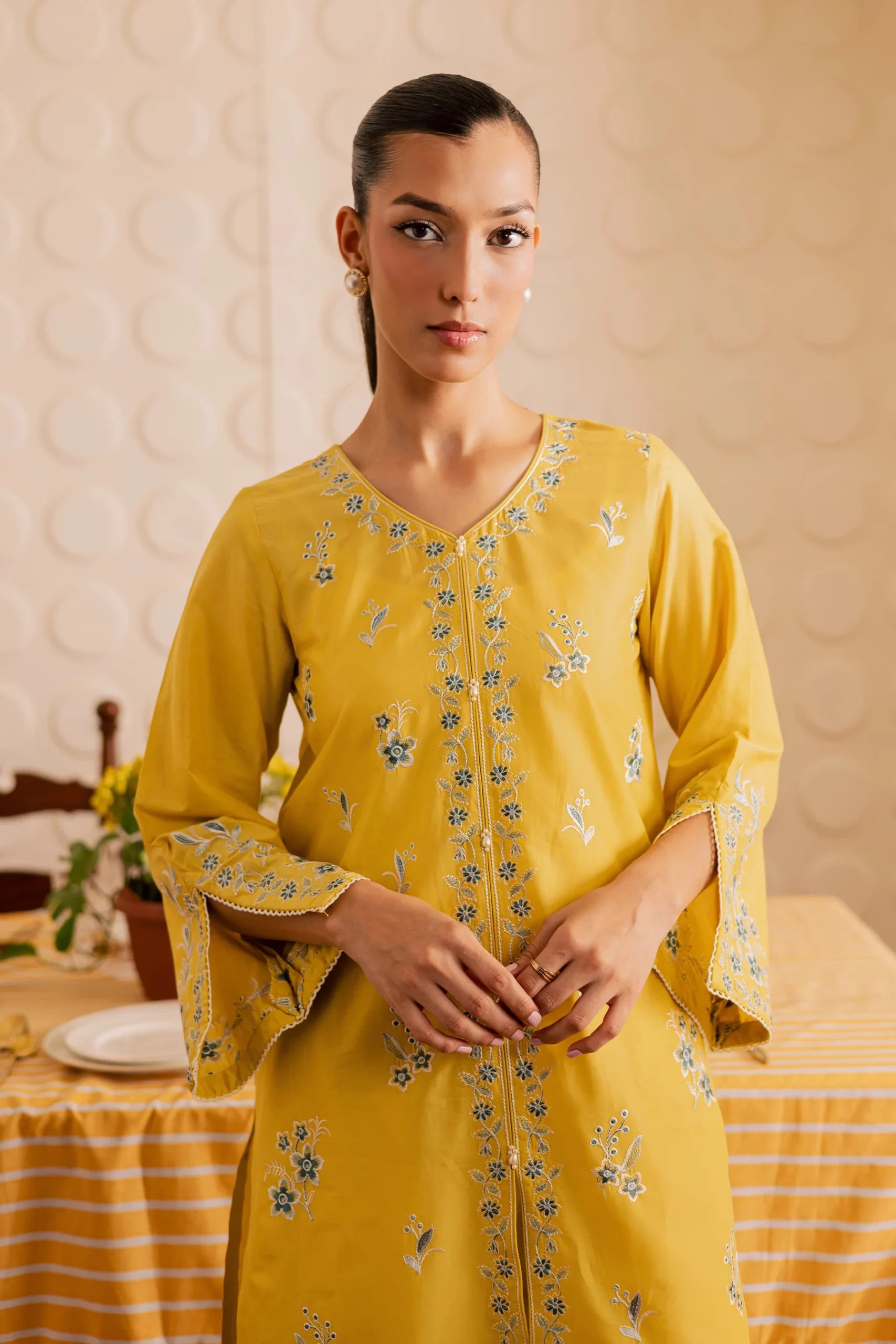 Batik 2Pc Embroidered Lawn Suit Butter Spread gulbuy.com
