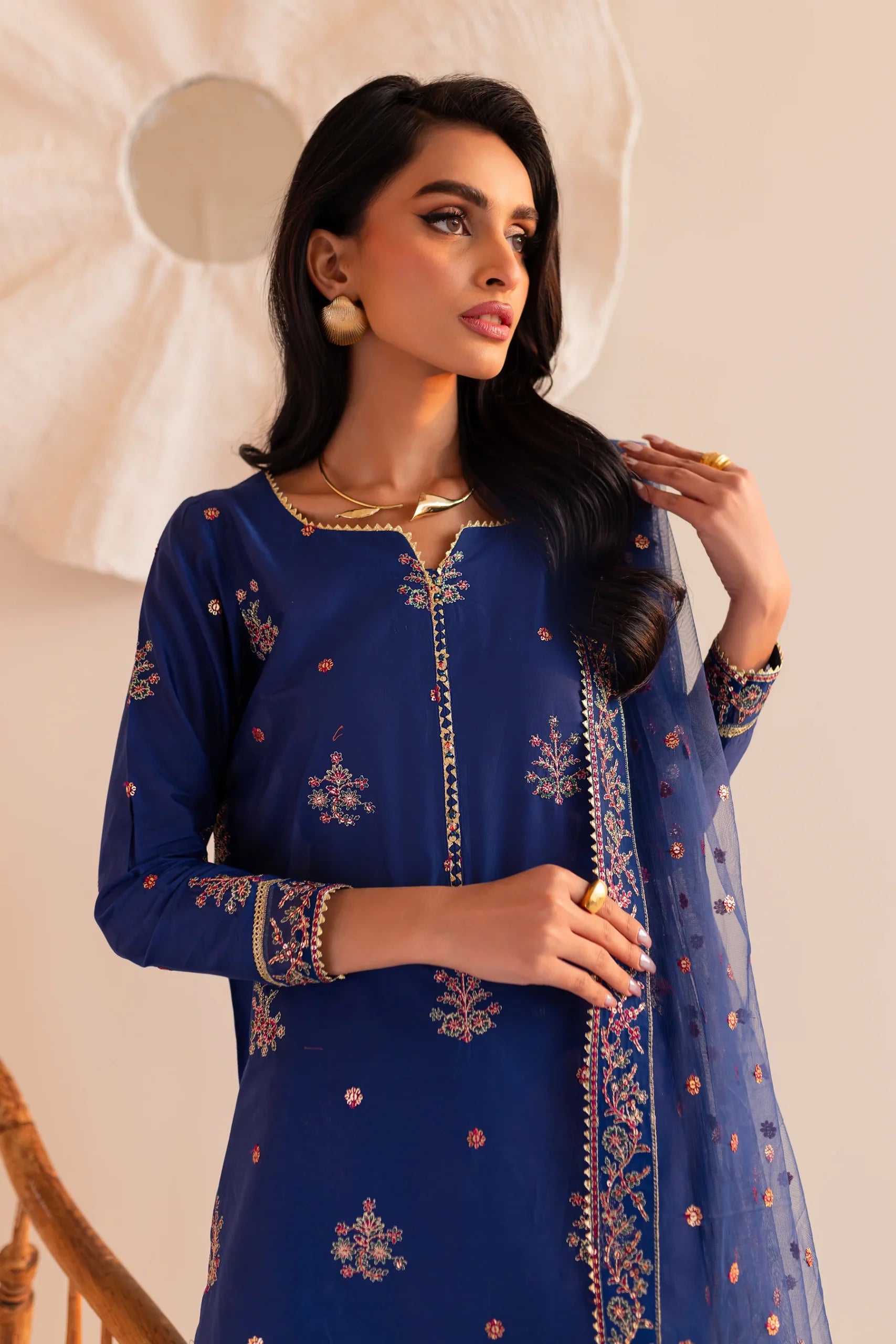 Batik 3Pc Embroidered Lawn Suit Bluish gulbuy.com