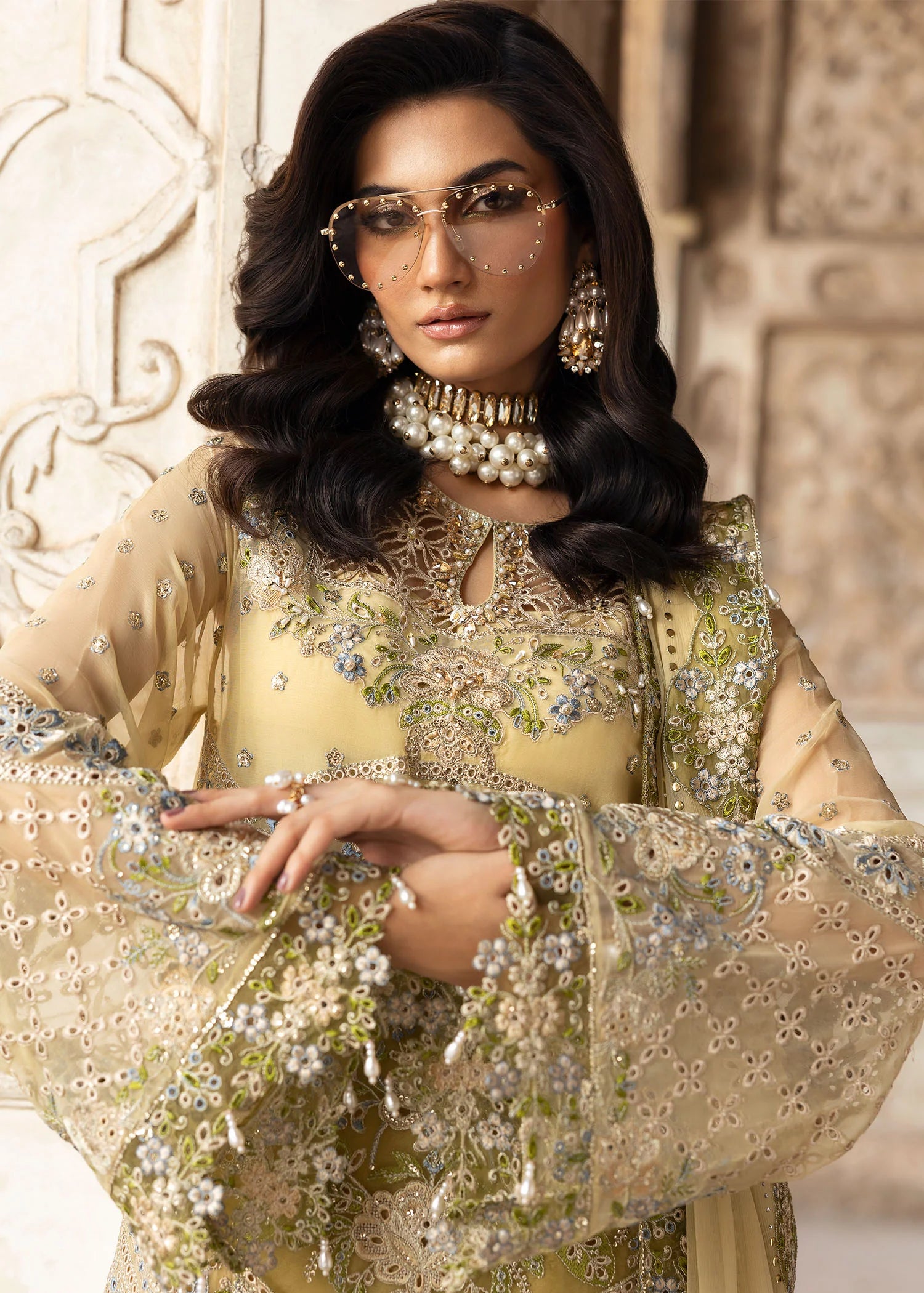 Sardinia 3PC Embroidered Chiffon Suit Haseena gulbuy.com