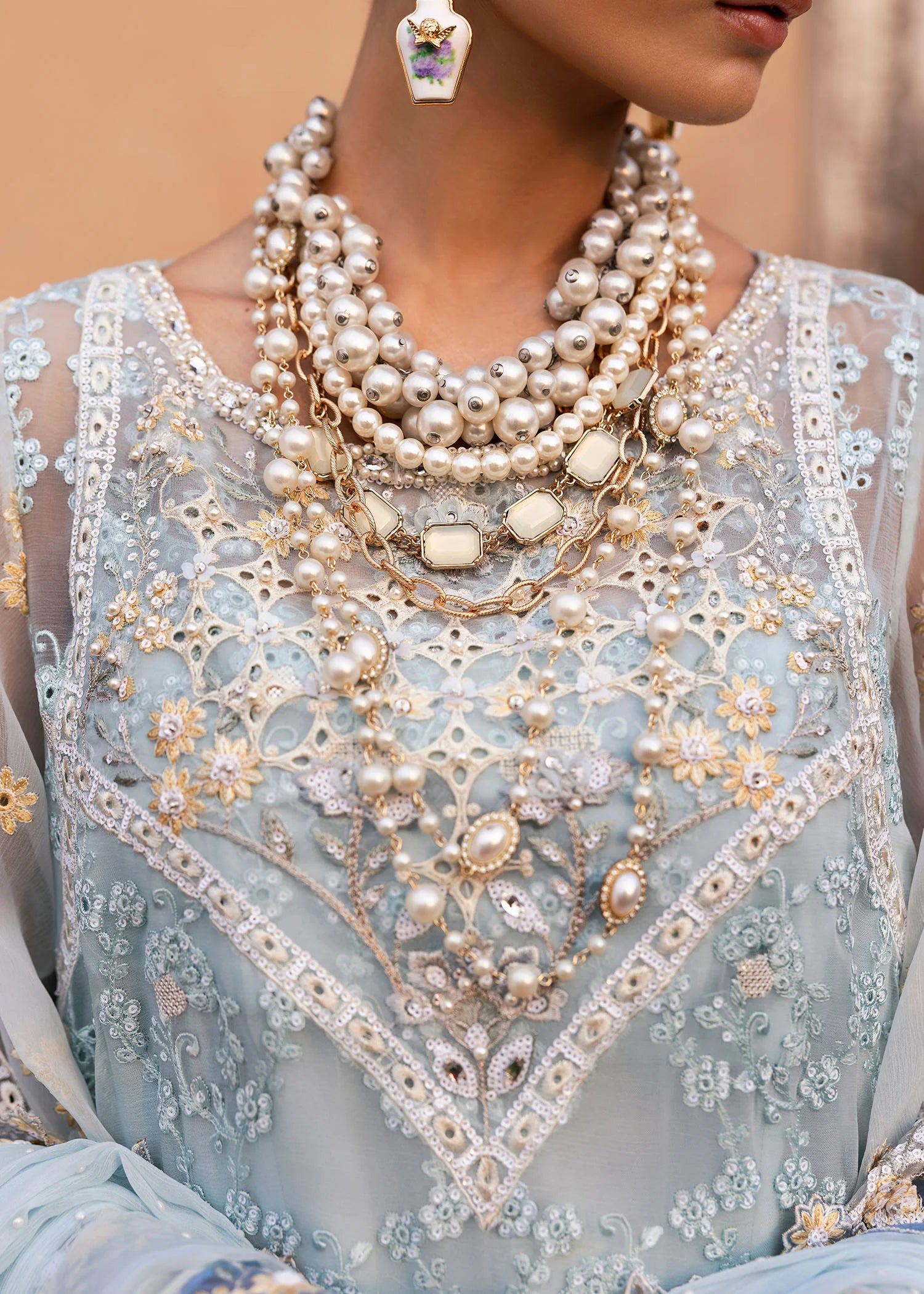 Sardinia 3PC Embroidered Chiffon Suit Feroza gulbuy.com
