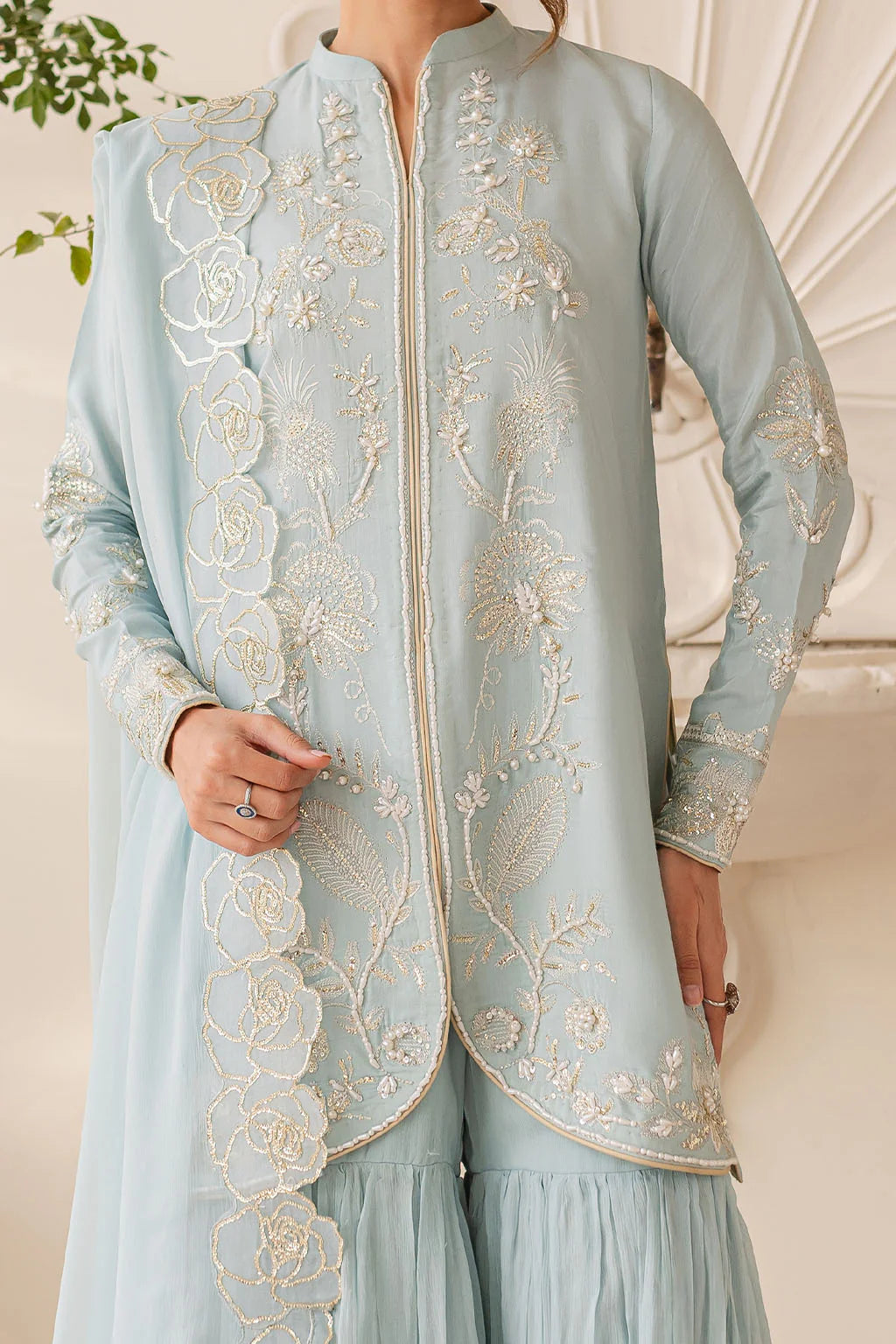 Vanya 3Pc Embroidered Chiffon Suit VR-04 gulbuy.com