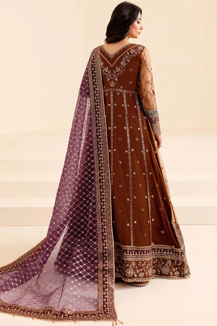 Farasha 3Pc Embroidered Net Suit Crimson Allure gulbuy.com