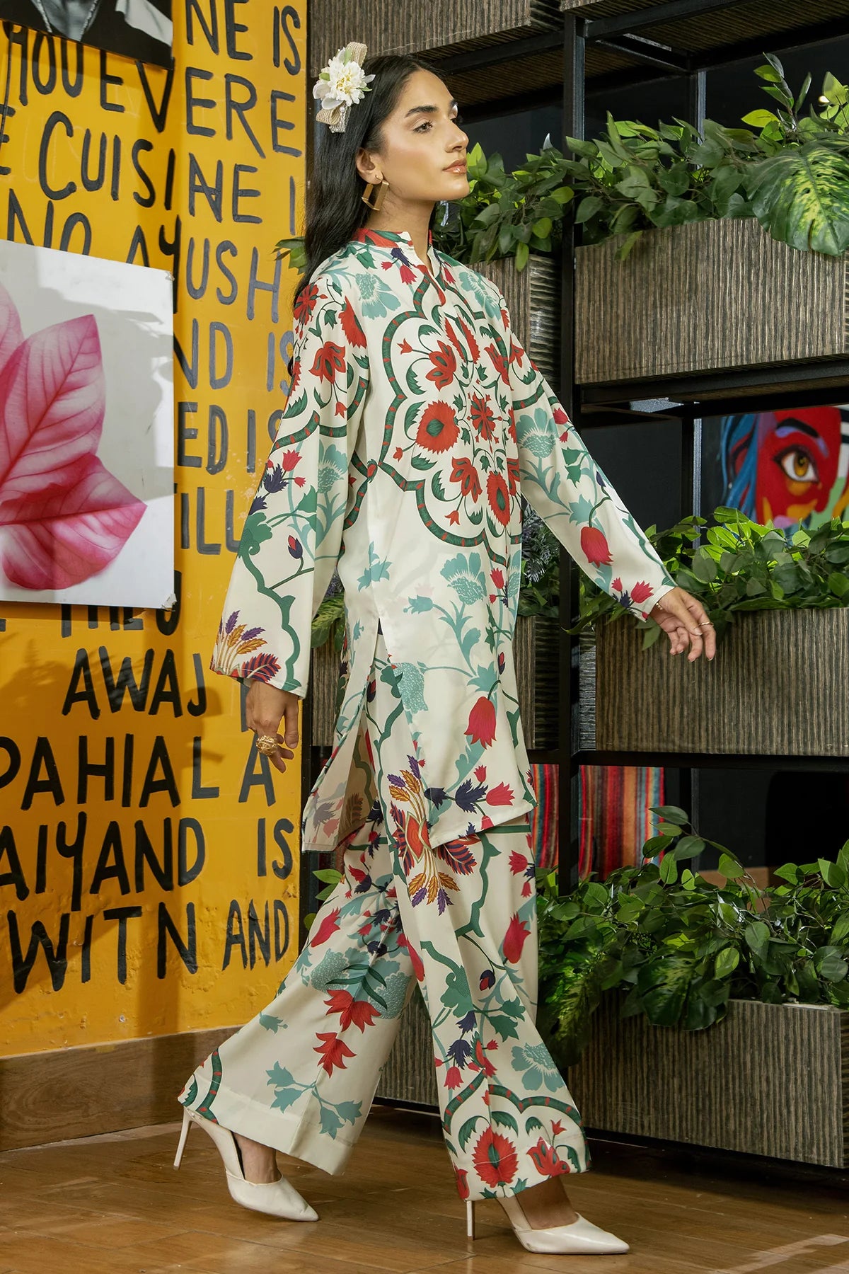 Be Yourself 2Pc Printed Cotton Silk Suit BA-023 gulbuy.com