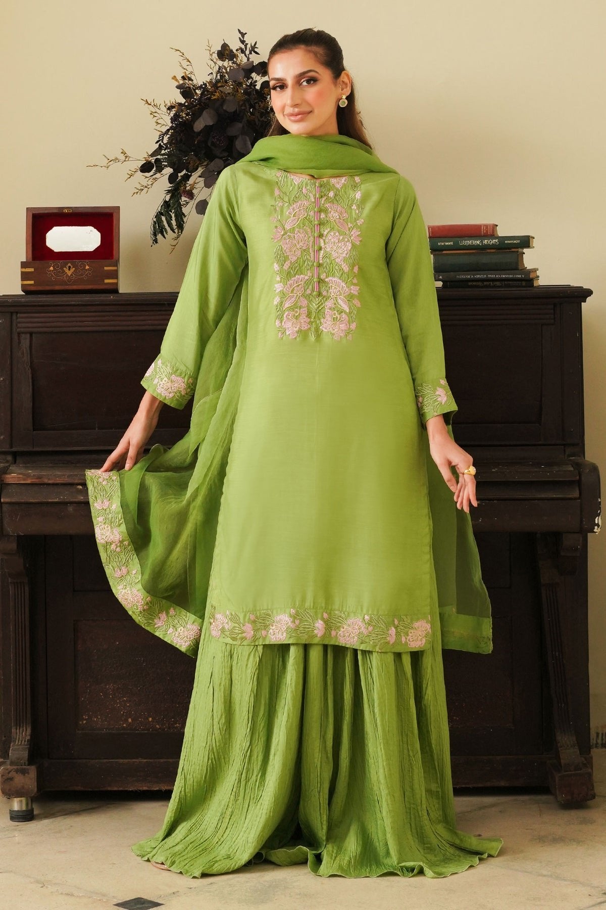 MANNAT 3PC EMBROIDERED VISCOSE SUIT (PHULKARI)