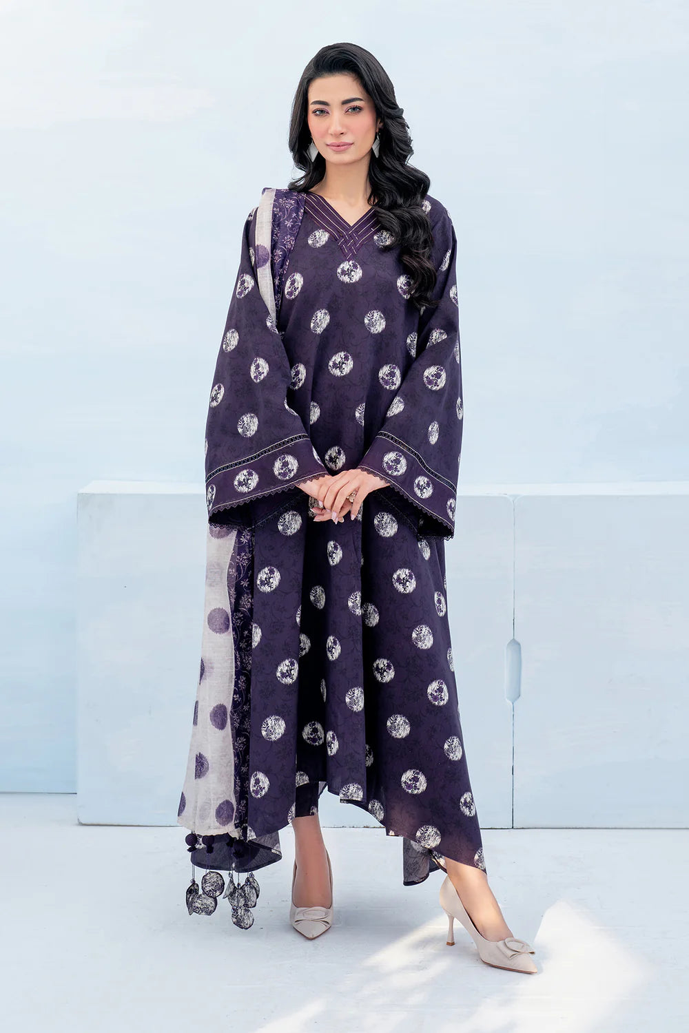 Baroque 3Pc Embroidered Viscose?Silk Suit UF-4043
