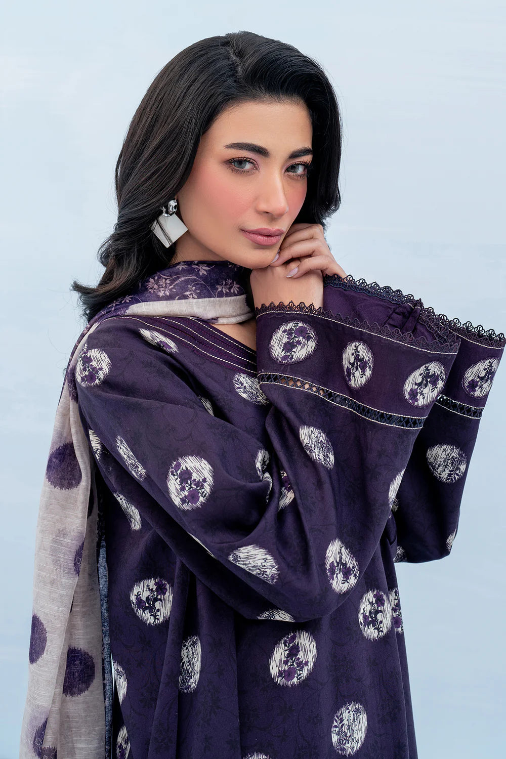 Baroque 3Pc Embroidered Viscose?Silk Suit UF-4043