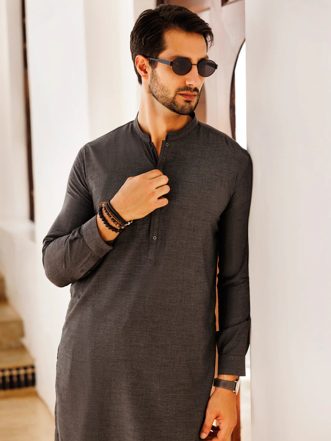 Almirah Grey Blended Kameez Shalwar-AL-KS-3094 gulbuy.com