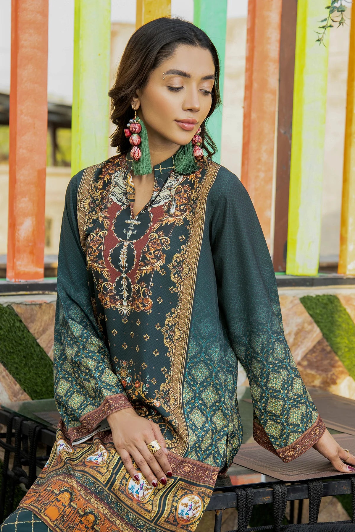 Be Yourself 2Pc Printed Cotton Silk Suit BA-024 gulbuy.com