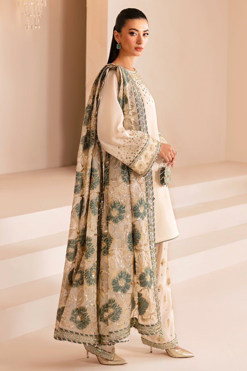 JAZMIN 3 PIECE EMBROIDERED RAW SILK SUIT (UR-7039)
