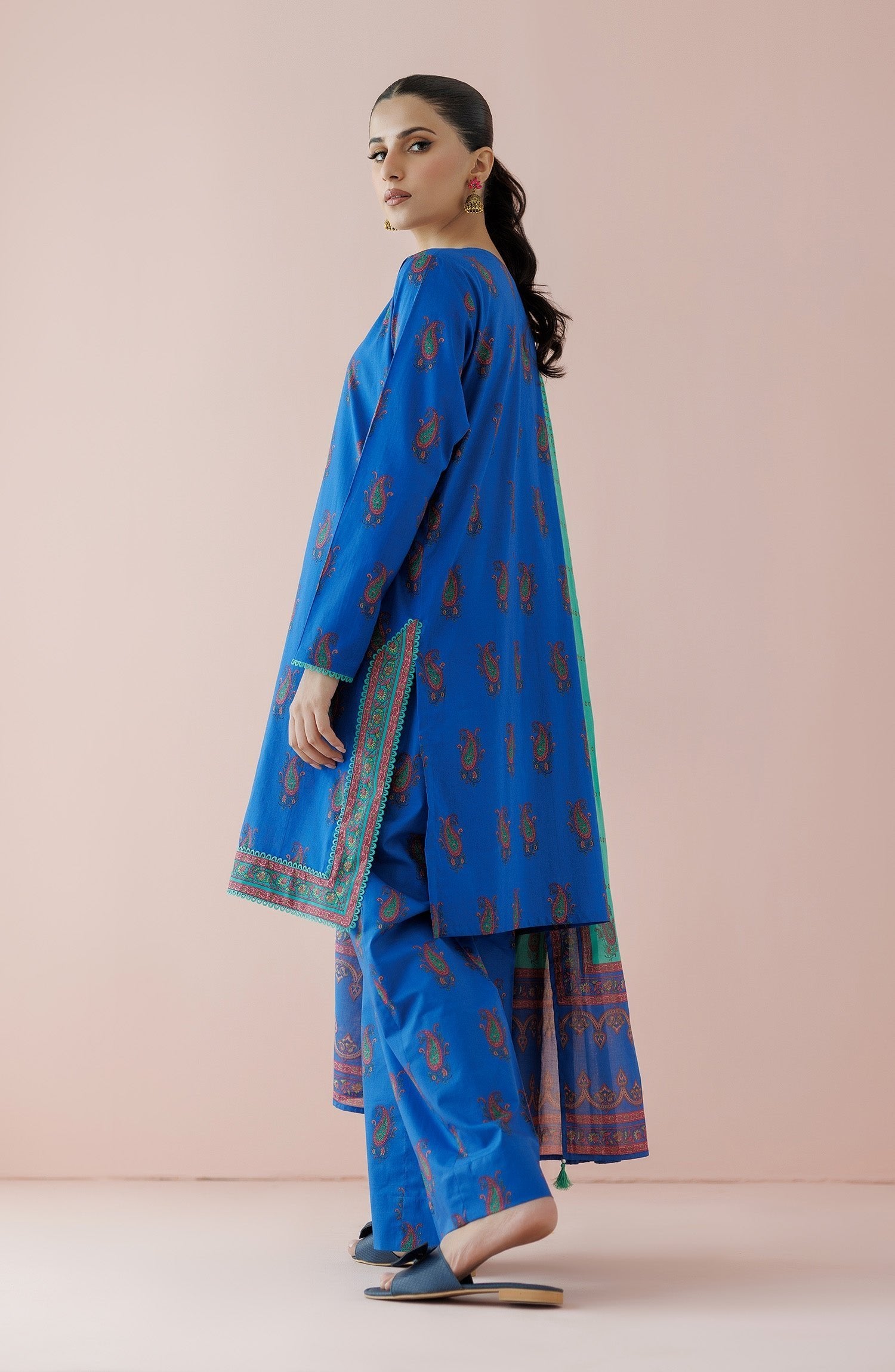 Orient 3 Piece Printed Lawn Suit (OTL-24-093/U-BLUE)