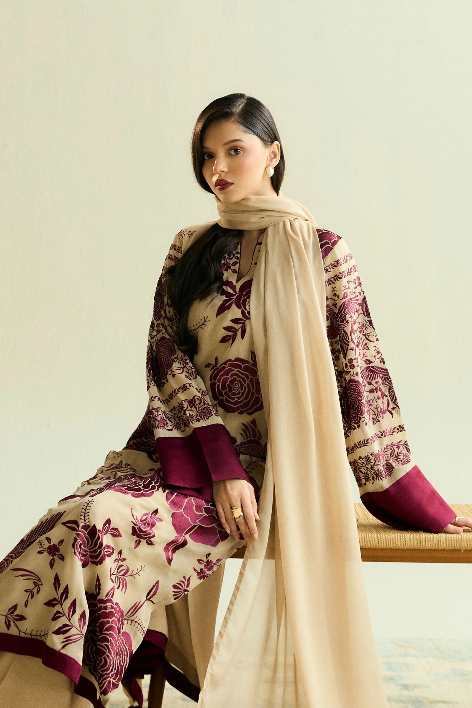 Zara Shahjahan 3Pc Raw silk?Lawn Suit ZR25F0109
