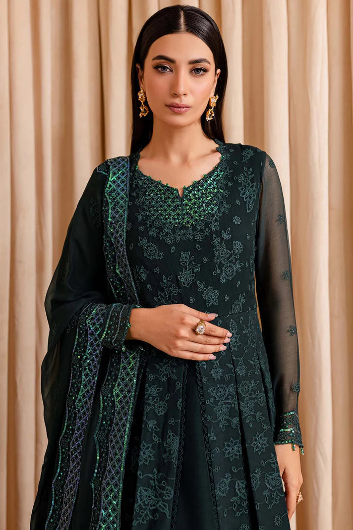 Farasha 3Pc Embroidered Chiffon Suit Enchanted Sage gulbuy.com