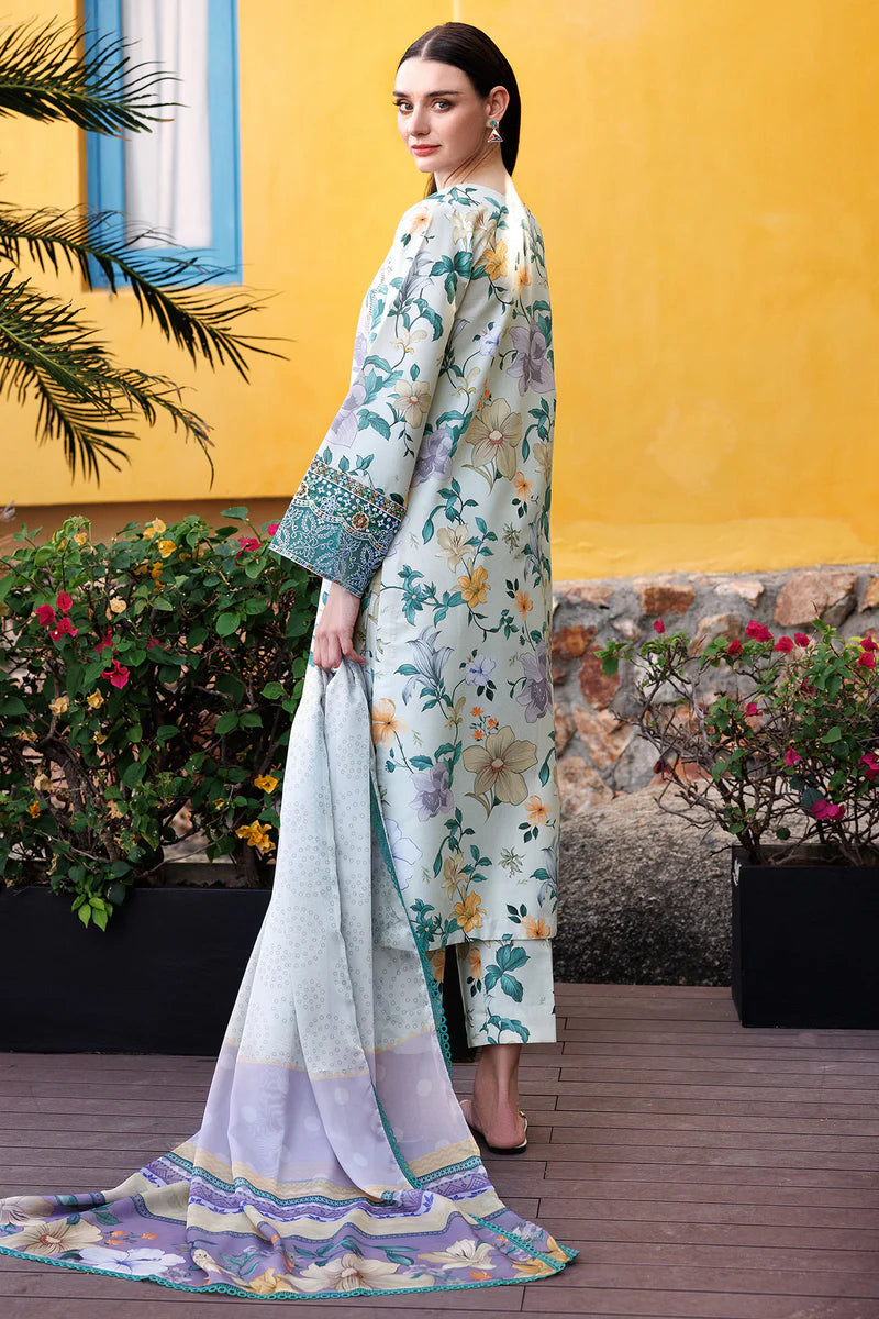 Farasha 3Pc Digital Printed Lawn Suit Aqua Sparkle gulbuy.com