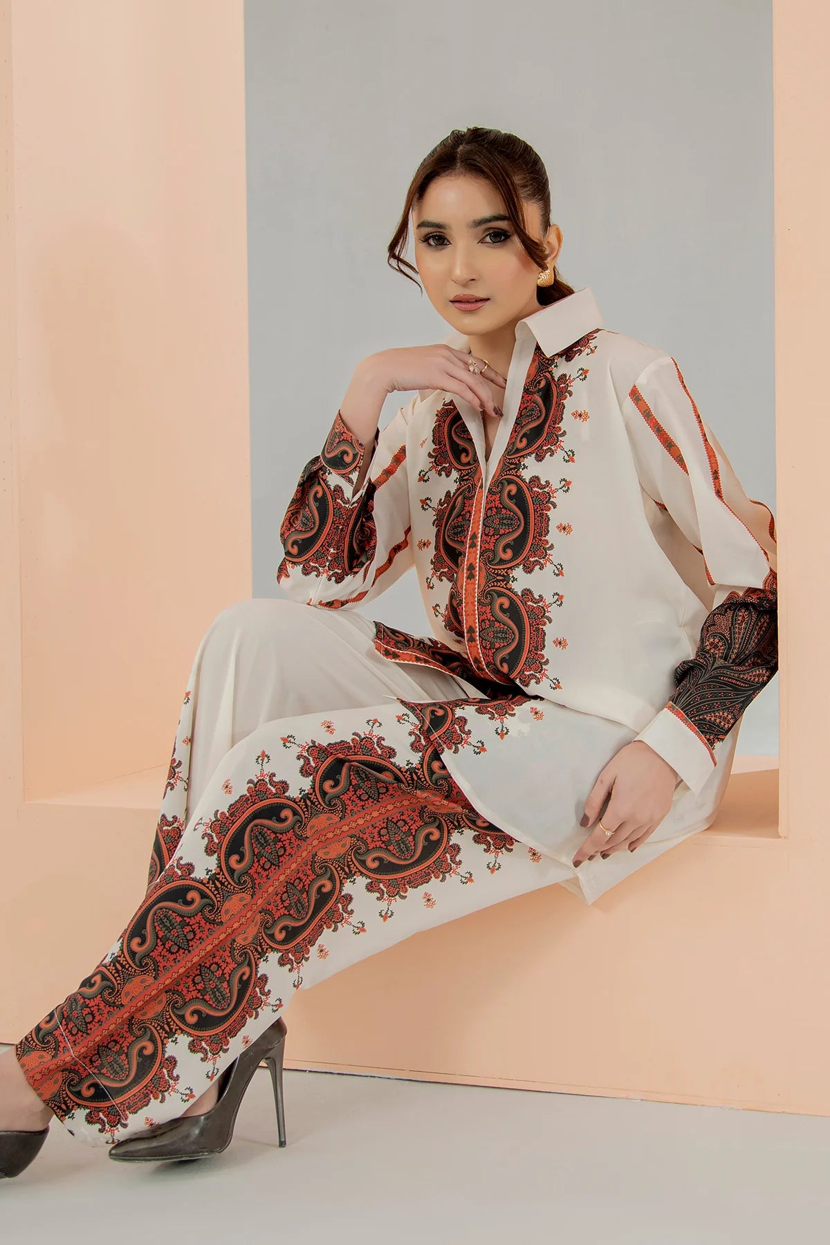 Be Yourself 2Pc Printed Cotton Silk Suit BA-007 gulbuy.com