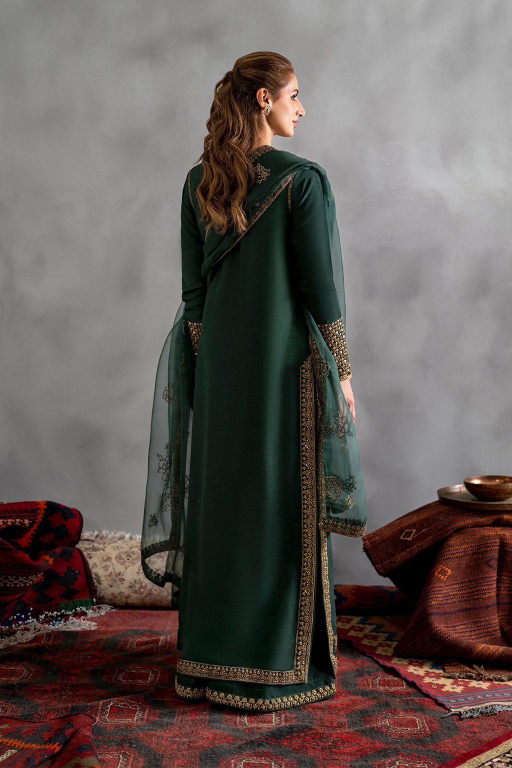 Iznik 3Pc Embroidered Dyed Raw Silk IRS-14 gulbuy.com