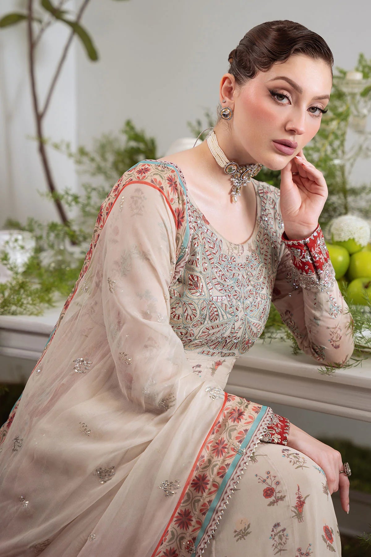 Nureh 3Pc Embroidered Chiffon Suit AM-21 gulbuy.com