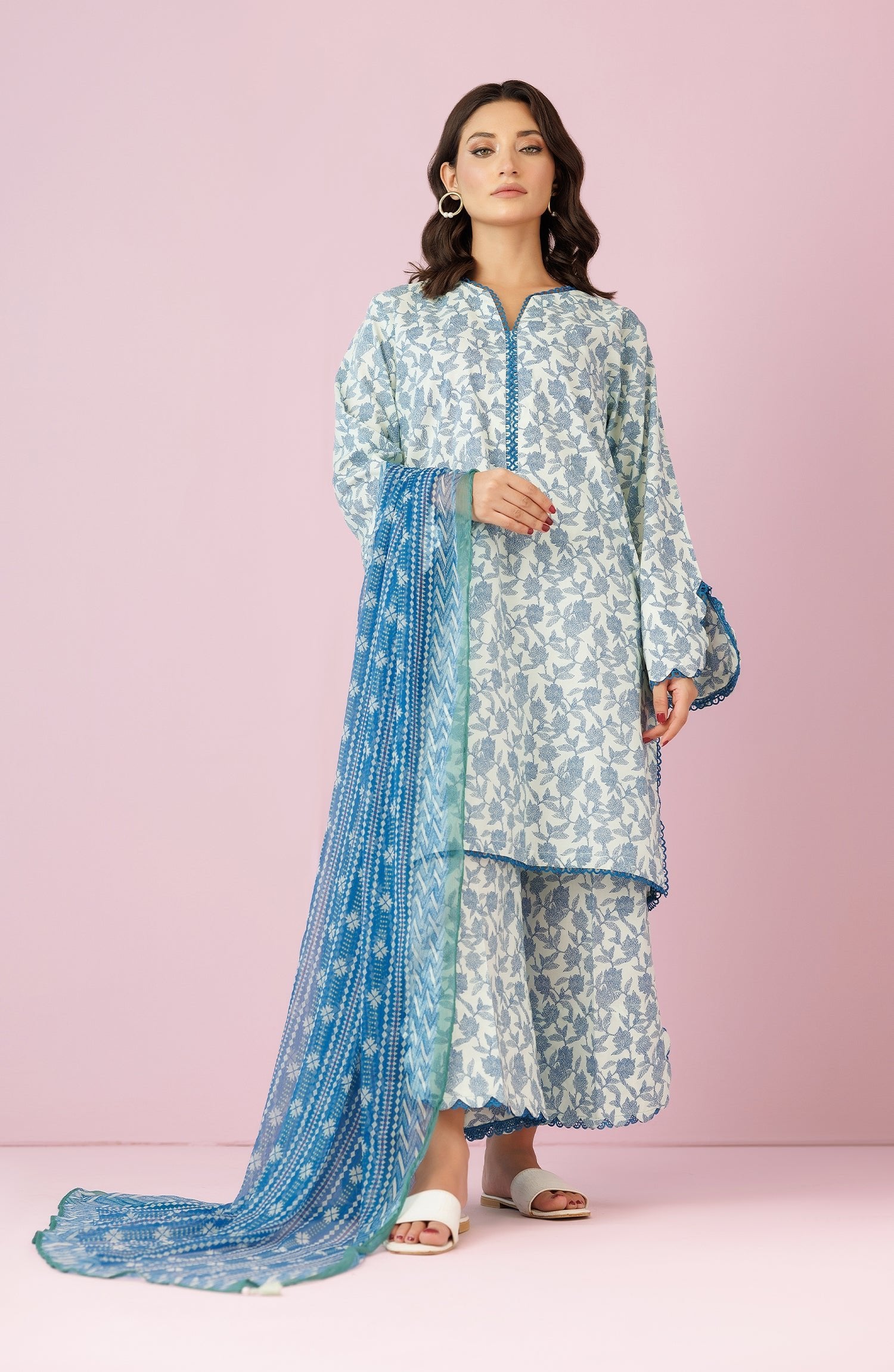 Orient 3 Piece Printed Lawn Suit (OTL-24-302/U-BEIGE)