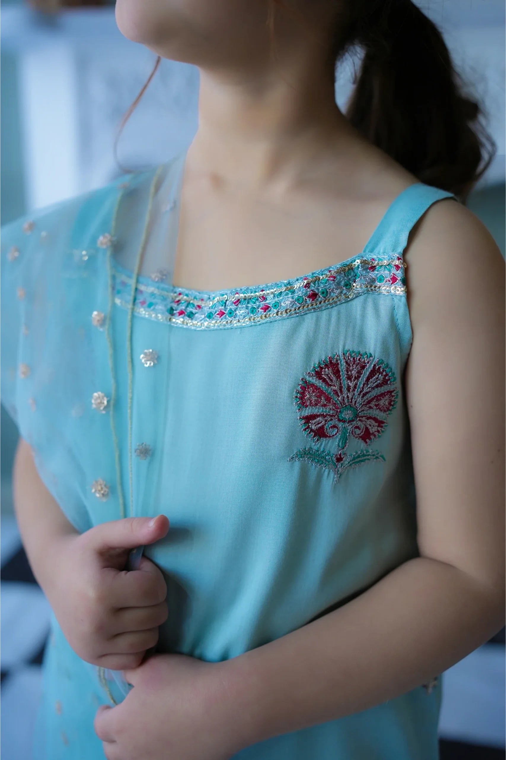 Kastoor 3Pc Embroidered Silk Kids Suit KKG-119 gulbuy.com