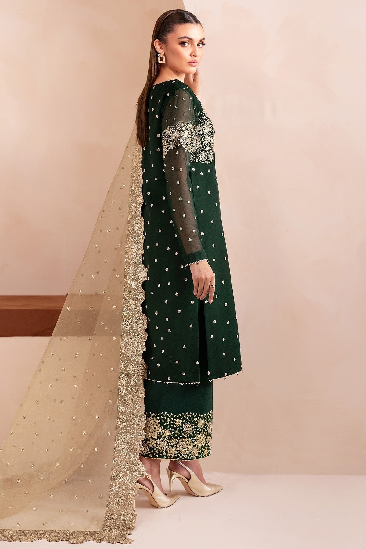 Farasha 3Pc Embroidered Chiffon Suit Valor gulbuy.com