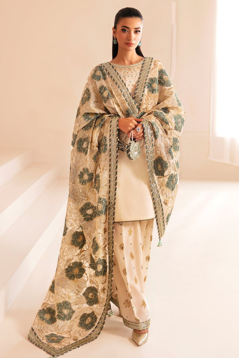 JAZMIN 3 PIECE EMBROIDERED RAW SILK SUIT (UR-7039)