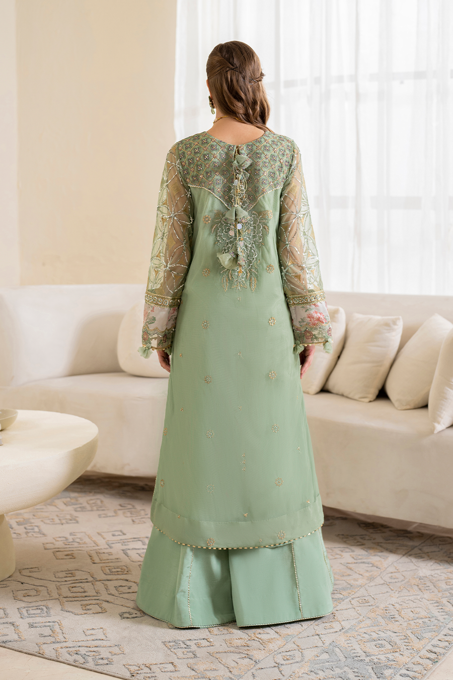3 PIECE IZNIK EMBROIDERED NET SUIT (CC-41)