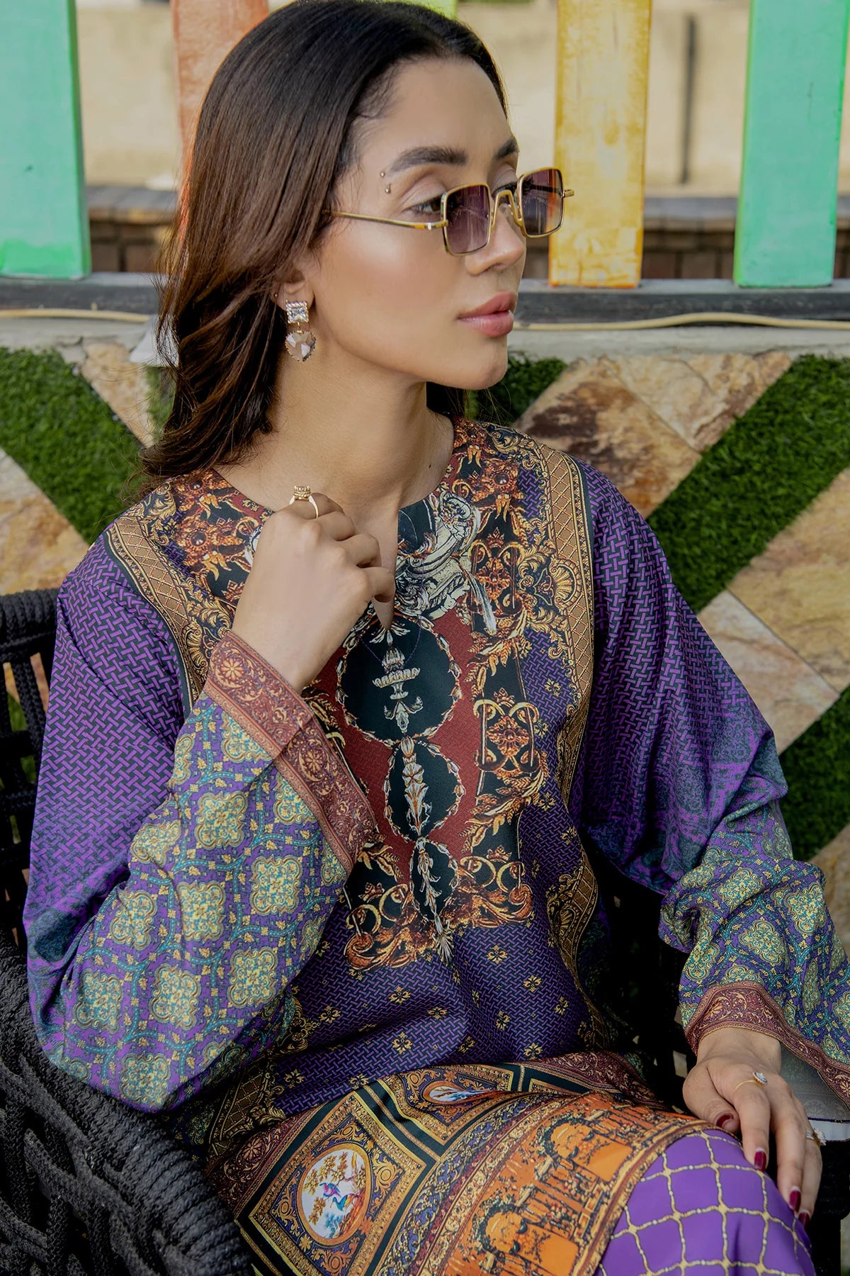 Be Yourself 2Pc Printed Cotton Silk Suit BA-026 gulbuy.com